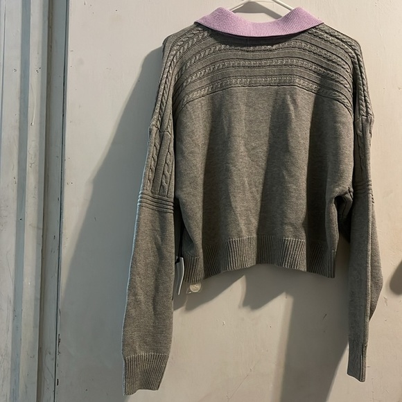 Cozy Gray and Purple Crew Neck Sweater - Picture 4 of 4